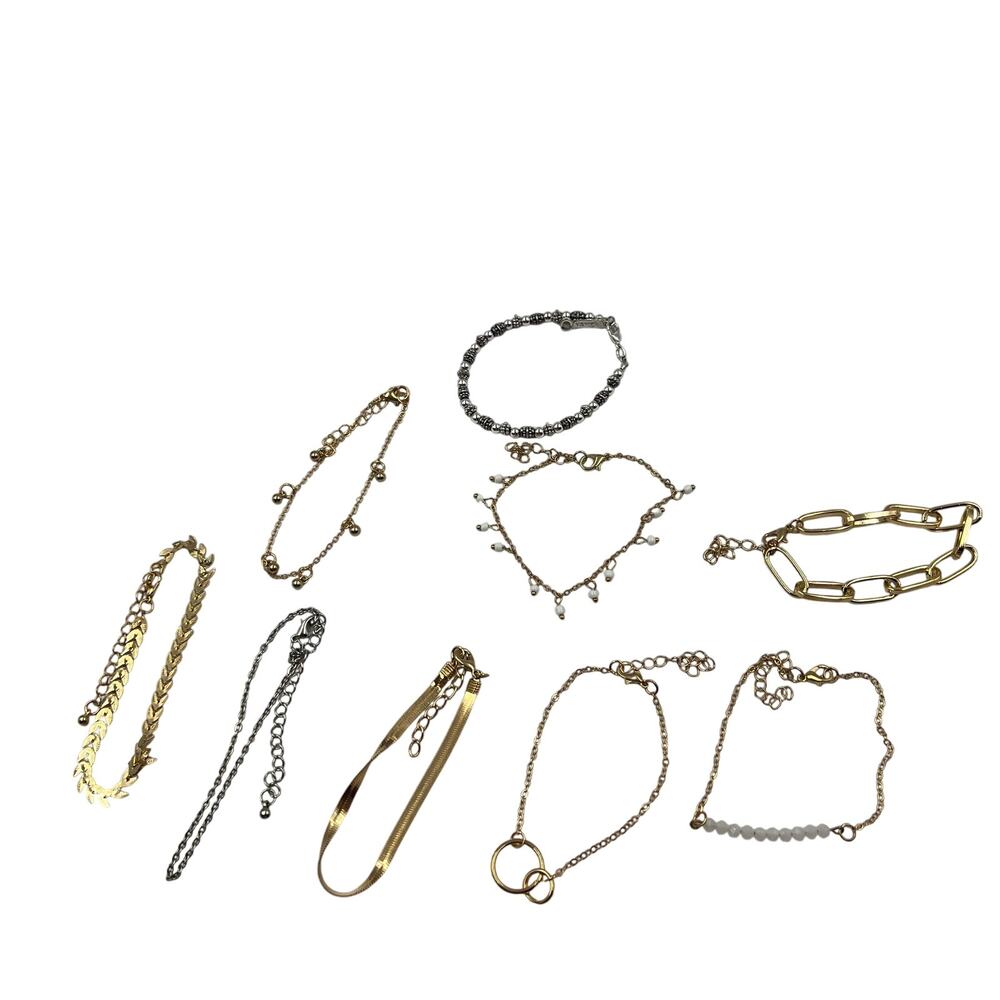 Large Lot 9 Delicate Gold & Silver Tone Fashion Jewelry Bracelets Filigree